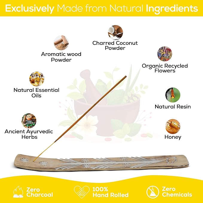 Satya Divine Blessings Incense Sticks, Satya Bng (Bangalore) Insenses 15gmx12 Pack with Raajsee Incense Holder Bundle, Satya Nagchampa Natural Incense