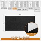 Mibao Dirt Trapper Door Mat for Indoor Outdoor, Waterproof All-Season, All-Weather Doormat, Heavy Duty Non-Slip Entrance Rug, Low Profile Absorbent Entrance Mat Carpet, 48" x 24", Black