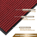 Yimobra Front Door Mat Outdoor Indoor Entrance, 100% Waterproof All-Season All Weather Doormat, Welcome Matt Outside Entry, Non Slip, Low Profile, Heavy Duty Patio Porch Floor Mats,47 x 32,Black Red