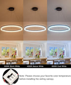 Modern Black Led Pendant Light,36W Dimmable LED Chandelier Lighting Fixture, 1 Ring Circular Hanging Led Pendant Lighting for Living Room Dining Room Kitchen Island Foyer Office