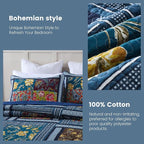 Secgo Queen Comforter Set for Bed - 100% Cotton Quilts Queen Size, Burgundy Bedspreads (90 * 98 Inch) with 2 Pillow Shams, Patchwork Reversible Lightweight Bedding