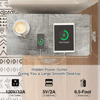 LIDYUK End Table with Charging Station, Narrow Side Table with Drawer and USB Ports & Power Outlets, Nightstand Bedside Tables for Small Spaces, Bedroom, Living Room, Light Grey, Set of 2