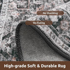 AMOAMI-Area Rug 9X12 Rugs for Living Room-Vintage Soft Black Rugs for Bedroom-Non Slip Carpet-Washable Rug for Dining Room Living Room Bedroom Office Under Table,Dark Grey & Black