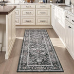 AMOAMI-2X3 Small Rug-Washable Rugs Entryway Mat Indoor-Soft Vintage Non Slip Rugs for Kitchen Laundry Room Bathroom Dark Grey & Black Decorative Accent Rug for in Front of Sink 24 Inch x36 Inch