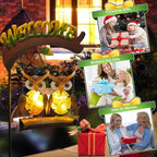 HONGLAND Solar Lights Outdoor Decor, Owl Swing Garden Decor, Owl Gifts for Women Mom, Whimsical Garden Lights Outdoor Decorations with Welcome Sign for Outside Patio Yard Lawn Decor