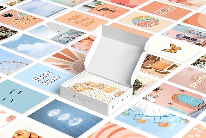 Y2K BOO Peachy Wall Collage Kit - 50pcs Aesthetic Posters for Room Decor, Vibrant and Playful Wall Art, Perfect for Teen Girls' Bedrooms, Trendy Peach Aesthetic Decor