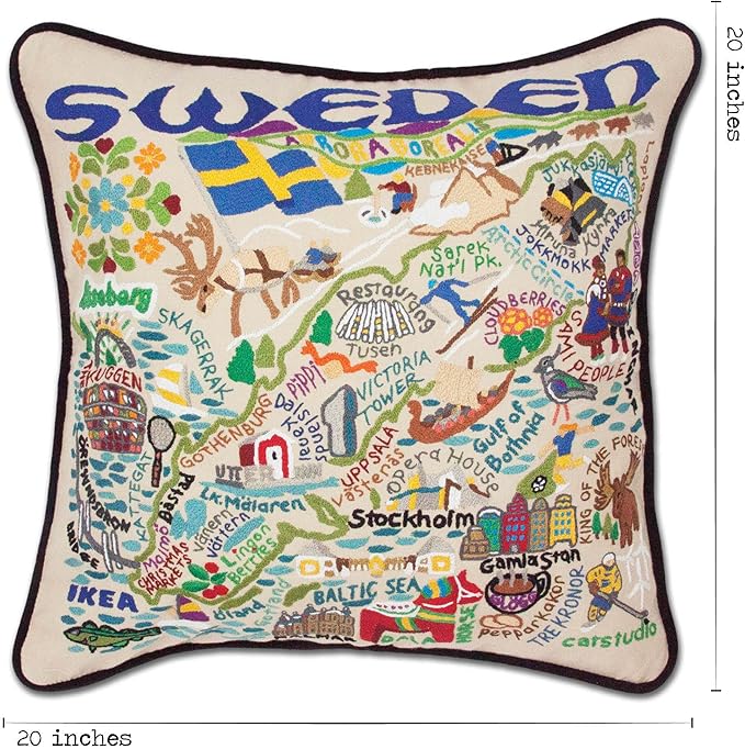 Catstudio Sweden Embroidered Decorative Throw Pillow