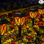 GIGALUMI Solar Lights Outdoor Waterproof, 6 Pack Flickering Flame LED Lights, Garden Decor for Yard, Patio, Landscape, Planter, Walkway