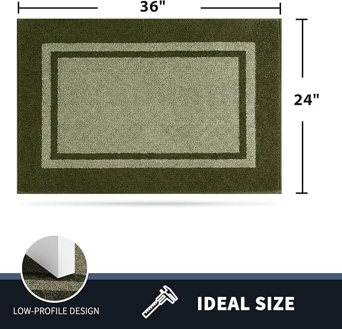 PURRUGS Dirt Trapping Door Mat 24" x 36", Non-Slip/Skid Machine Washable Entryway Rug, Shoes Scraper, Area Rug, Super Absorbent Welcome Mat for Muddy Wet Shoes and Paws, Budding Green & Sage Green