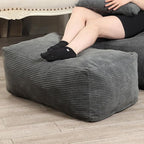 Square Pouf Ottoman, Comfy Lazy Floor Footrest with Memory Foam Filling for Living Room, Grey