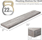 Sorbus Floating Shelves for Wall - 35 Inch Long Bathroom Shelves, Wall Decor for Bedroom, Kitchen, Living Room & Book Storage - Mounted Floating Shelf with Invisible Brackets (Gray, 2 Pack)