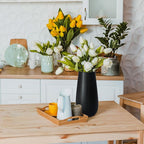 D'vine Dev 10 Inch Ebony Black Elegant Oval Ceramic Vase for Flowers, Home Décor Vase with Design Box, VS-LD-B-5