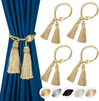 Curtain Tiebacks with Tassel,Modern Rope Window Curtain Ties Backs for Draperies, Outdoor Elegant Decorative Curtain Holdbacks 4 Pack