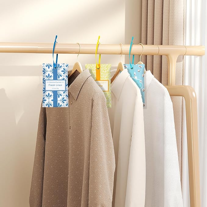 SCENTORINI Sachets for Drawers and Closets, Sachets Bags Long-Lasting, Linen Vanilla Cotton Eucalyptus & Sage, Pack of 16, Home Fragrance Sachet for Closet, Drawer, Wardrobe