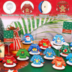 24 Pcs Ugly Sweater Christmas Table Place Card Holders Stand Display, Wooden Christmas Table Card Holders with Swirl Wire Memo Name Number Photo Sign Clip Holder for Christmas Party Table Decorations