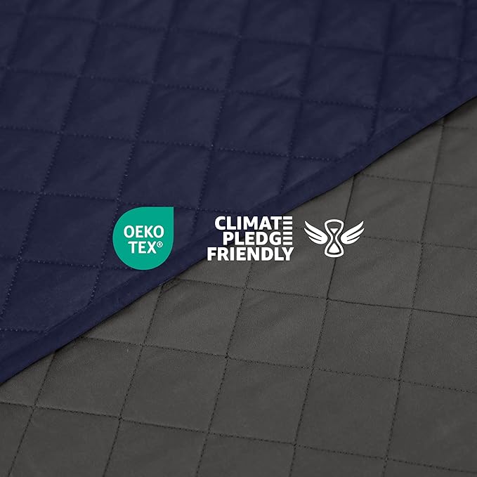 Martex Reversible Coverlet – King Bed Quilt – Lightweight King Size Bedding – Durable King Size Quilts for Bed – Soft - Easy Care Bedding – Graphite/Navy