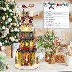 Christmas Collectible Buildings - LED Lit Bell Tower, Musical Village Houses with USB Indoor Display Figurines