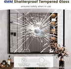 WEER Black Framed Mirror, 40X36 Inch Matte Black Wall Mirror for Bathroom, Rectangular Black Bathroom Vanity Mirror, Tempered Glass, Anti-Rust, Hangs Horizontal or Vertical