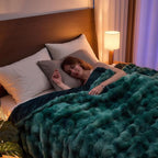 Lotus Karen Faux Fur Throw Blanket Tie-Dye Green - Big Bubble Rabbit Fluff Blanket for Couch,Small Fluffy Fuzzy Cozy Blanket,Thick Furry Plush Shaggy Blankets,60x80 Inches