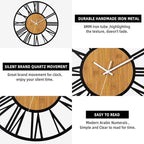 1st owned 40" Large Display Wall Clock for Home Decor - Silent,Battery Operated,Black Metal, Modern, Rustic Wood Clocks for Living Room,Farmhouse,Dining Room,Bedroom,Shop Wall Decor- Roman Numerals