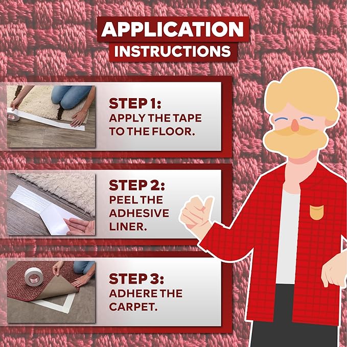 XFasten Double Sided Carpet Tape for Area Rugs, 2 Inch x 30 Yards – Heavy Duty Anti Slip Rug Grip Tape, Works as Rug Grippers, Residue Free, Wood Safe, Easy Removal for Hardwood and Laminated Floors