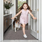 LUMI Ultra Thin Door Mat for Entryway,36"x59" Low Profile Non Slip Rubber Backing Indoor Doormat, Easy Clean Welcome Entrance Mat for Inside House, Patio, Brown