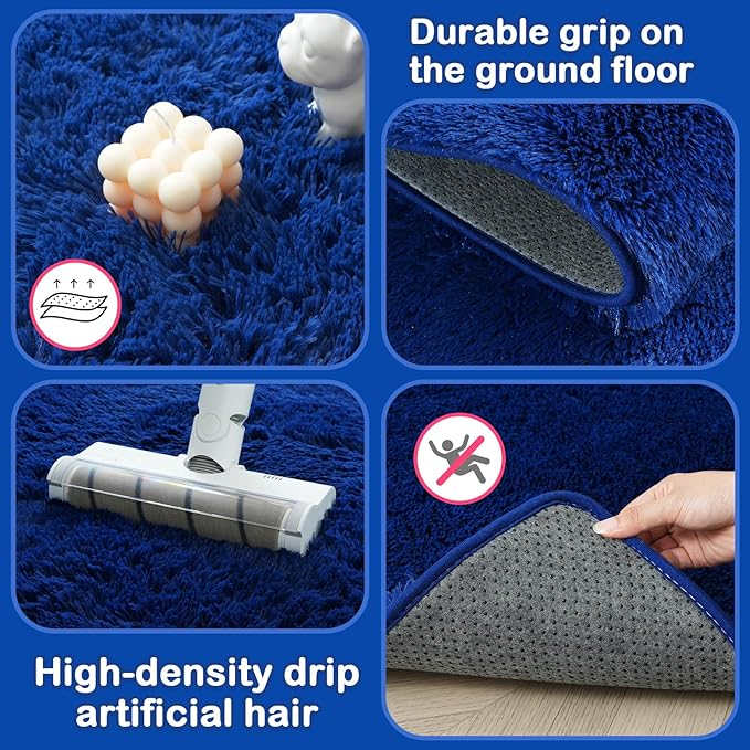 Blue Fluffy Area Rug for Bedroom: Blue Area Rug 6x9 for Living Room - Plush Shag Rug for Kids Room (6x9 Feet.Blue)