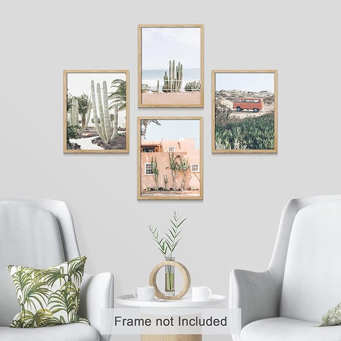 SIGNWIN Adhesive Canvas Poster Southwest Road Trip Mexican Architecture Cactus Desert Nature Wilderness Photography Modern Art Decorative Zen Relax/Calm Multicolor Scenic for Bedroom - 11"x14"x4