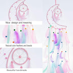 3 Pack Pink Star Moon Sun Dream Catcher - Pink Dream Catchers for Girls Room Decor, Teen Girl Room Decor, Grils Bedroom Decor,Gril Room Decor,Teen Room Decor for Girls