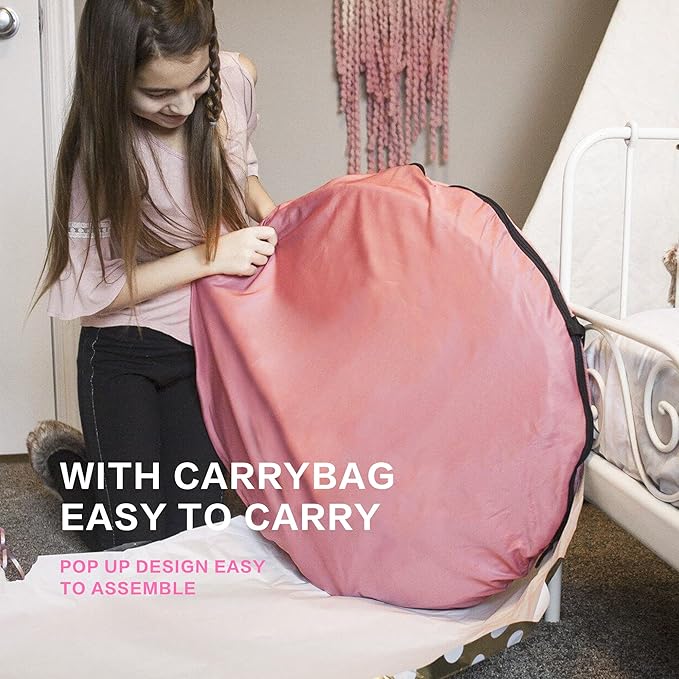 Bed Tent Twin Bed Canopy Portable Dream Tent for Adult Indoor Sleeping Tents with 2 Doors Breathable Private Space Tents, Pink