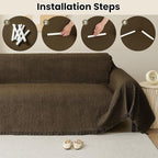 Waterproof One-Piece Couch Cover, Stain Resistant, Sofa Seat Slicovers Washable, Thick Chenille Fabric, Sofa Covers for 3 Cushion Couch for Dogs Pets(Khaki, 71"x150")