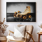 ElephantStock Vintage Skates Pop Wall Art - Horizontal Framed Canvas - 1-Piece Living Room Wall Decor - Sport Photography Canvas Print - Beige and Black Decor for Wall - 43" X 29"