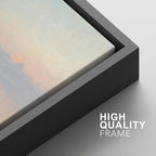 SIGNFORD Framed Canvas Print Wall Art Set Pastel Lake Landscape Serene Sunrise Water Reflection Illustration Modern Art Decorative Nordic Nature for Living Room, Bedroom, Office - 16"x24"x2 Black