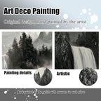 Hand Painted Mountains Painting for Living Room - Waterfall Canvas Wall Art for Office - Large Framed Wall Art Bedroom Size 29" x 59"