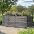 LEWIS&WAYNE Large Rectangular Block Planter Box Handmade Wicker Tall Planters for Outdoor Plants with Removable Liners Modern Planter for Indoor Outdoor Patio Deck - Gray, 36''x12''x16''