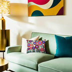 Cream Lumbar Poppy Floral Pillow Cover Red Poppies Flower Pillows White Farmhouse Chair Cushion Floral Cream Hand Embroidered Size 14x20