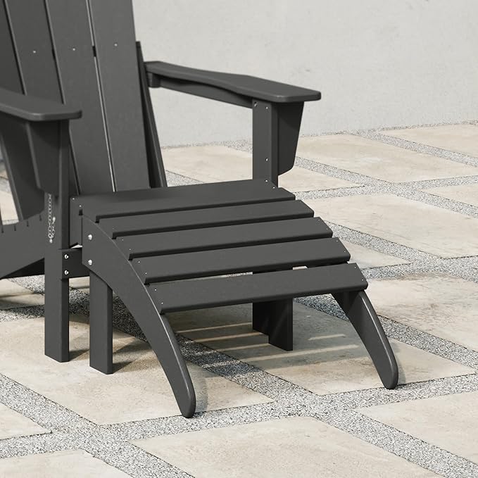 WestinTrends Outdoor Ottoman, Patio Adirondack Ottoman Foot Rest, All Weather Poly Lumber Folding Foot Stool for Adirondack Chair, Widely Used for Outside Porch Pool Lawn Backyard, Gray