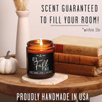Fall Candles - 'It's Fall Yall' Fall Candle w/Apple Cinnamon & Nutmeg I Infused with Essential Oils I Autumn Fall Scented Candles I Cozy Cute Fall Décor Fall Gifts I 9oz Jar I 50Hr Burn I Made in USA