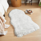 AMTOVO Faux Fur Rug, White Area Rug, Fluffy Sheepskin Rug, Fuzzy Ultra Soft 2 x 4 ft Shag Rugs for Bedroom Sofa Throw Cushion Room Decor, Sheepskin