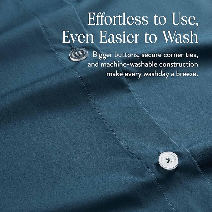 Brooklinen Luxury Percale Duvet Cover – 100% Cotton, Cool, Crisp, Extra-Long Corner Ties, Button Closure, Soft & Breathable – Machine Washable, Duvet Cover King/California King Bed Sizes (Abyss)