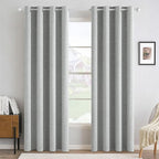 MIULEE Linen Curtains 100% Blackout for Bedroom Thermal Insulated Glacier Gray Grommet Room Darkening Curtains & Drapes for Living Room Nursery 52 x 72 Inch (2 Panels)