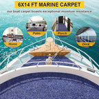 Marine Carpet,6 FT x 14 FT Deep Blue Indoor Outdoor Carpet 0.2" Thick Boat Carpet with Water-Proof TPE Backing, Non-Slide Outdoor Marine Carpet Roll for Home, Patio, Porch, Deck
