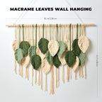 Macrame Wall Hanging Boho Wall Tapestry Handmade Woven Leaf Wall Decor Crochet Wall Art for Home Office Apartment (Green, 51.2" W x 34.3" L)