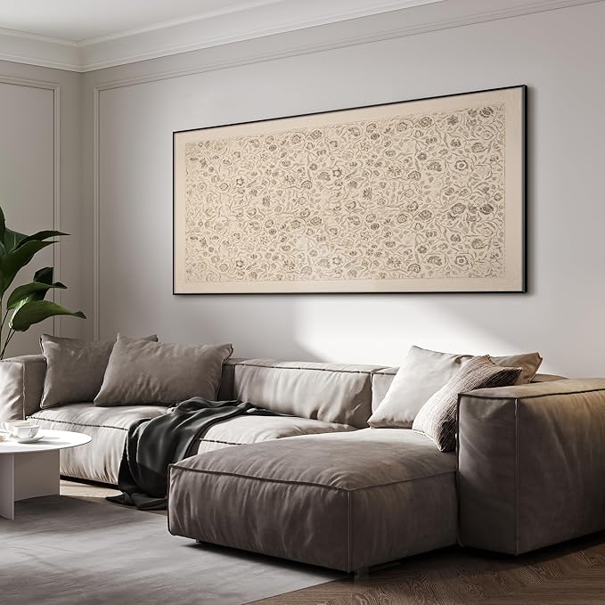 SIGNWIN 24"x46" Extra Large Framed Wall Art Vintage Botanical Sketch with Detailed Floral Pattern, Classic Nature Illustration for Home Living Room Bedroom Decor (Frame Assembly Required)