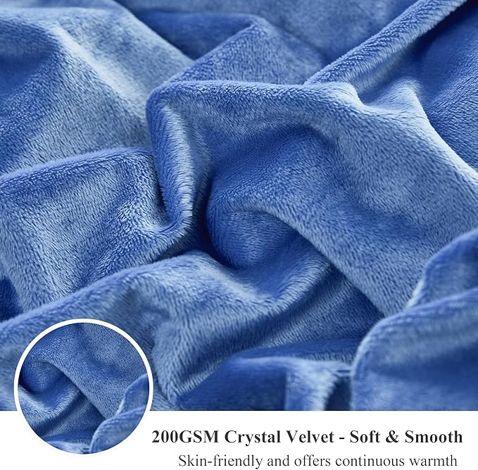 XeGe Luxury Fluffy Throw Blanket, Cobalt Blue Soft 50x60 Faux Fur Blanket Throw, Shaggy Plush Decorative Couch Blanket, Cute Furry Throw Fuzzy Blanket for Sofa Bed, Ombre Cobalt Blue