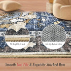 RUGSURE Washable Area Rugs - Perfect for Living Room, Bedroom, Kids Room, Nursery - Stain & Water Resistant Non-Slip, Pet & Child Friendly, Vintage Tribal Area Rugs (Navy, 5' x 7')
