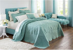 BrylaneHome Bedding Lightweight All Season Modern Amelia Quilted Damask Oversized Ultra Soft Bedspread - Queen, Seaglass