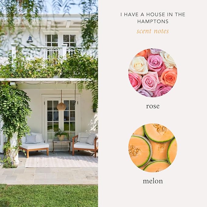 Literie NYC Inspired Scented Candle: I Have A House in The Hamptons - Rosé & Melon Scent, 9oz, 50 Hour Burn, Vegan Soy & Coconut Blend Candle for Home Decor, Gift for Women & Men
