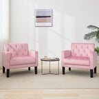 TYBOATLE Accent Chairs Set of 2, Mid Century Modern Upholstered Tufted Living Room Chair for Bedroom, Armchair Single Sofa,Reading Lounging Side Lounge Office Chair (Pink)