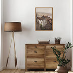 Floating Framed Vintage Canvas Wall Art, European Country Towns Wall Decor Oil Paintings Artwork, Rustic Farmhouse Posters Prints Pictures for Living Room Hallway Bedroom 12x16 inch